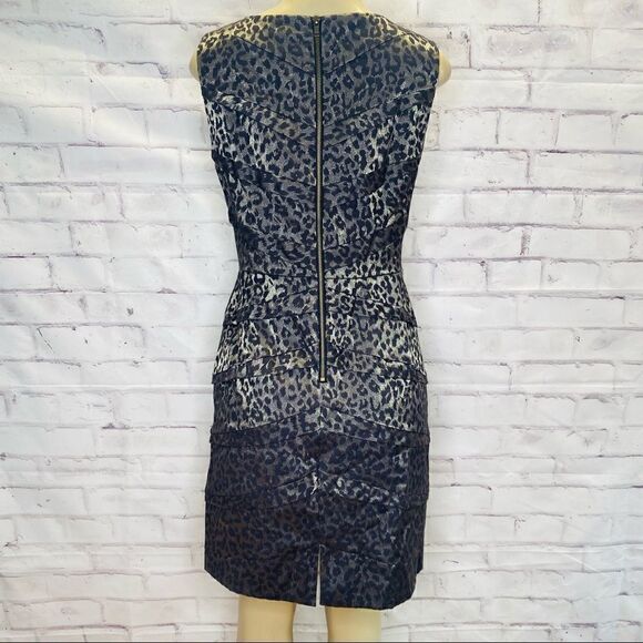 Adrianna Papell Leopard New with Tag Metallic Print Sheath Night Out Dress - Picture 7 of 12